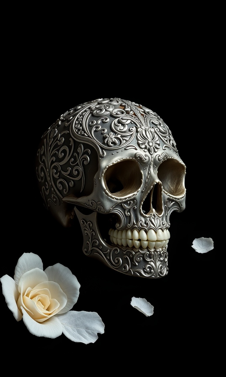 Filigree Skull · Still Life — Bone Orchard tough phone case