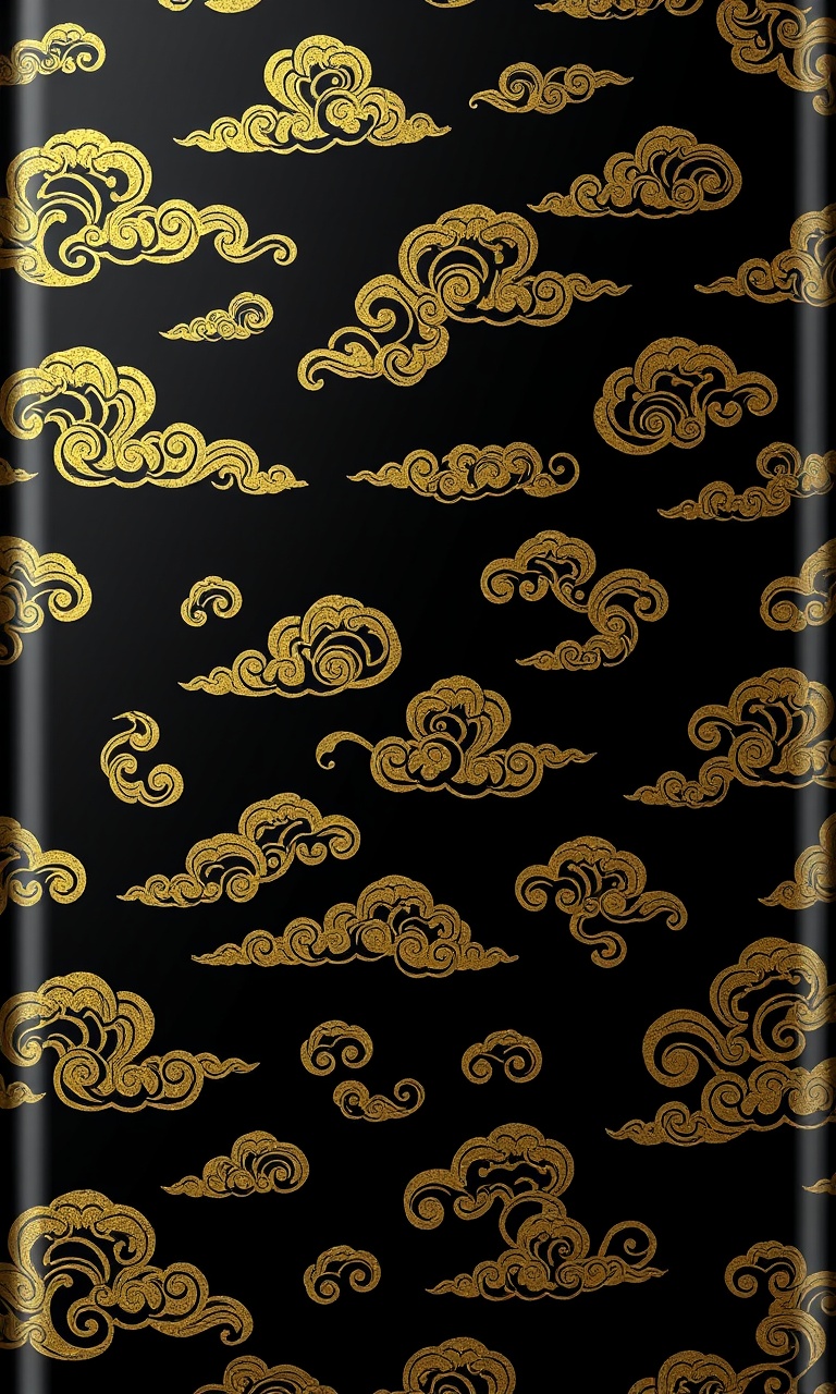Cloud Scroll · Gold Lacquer — Midnight Chinoiserie tough phone case