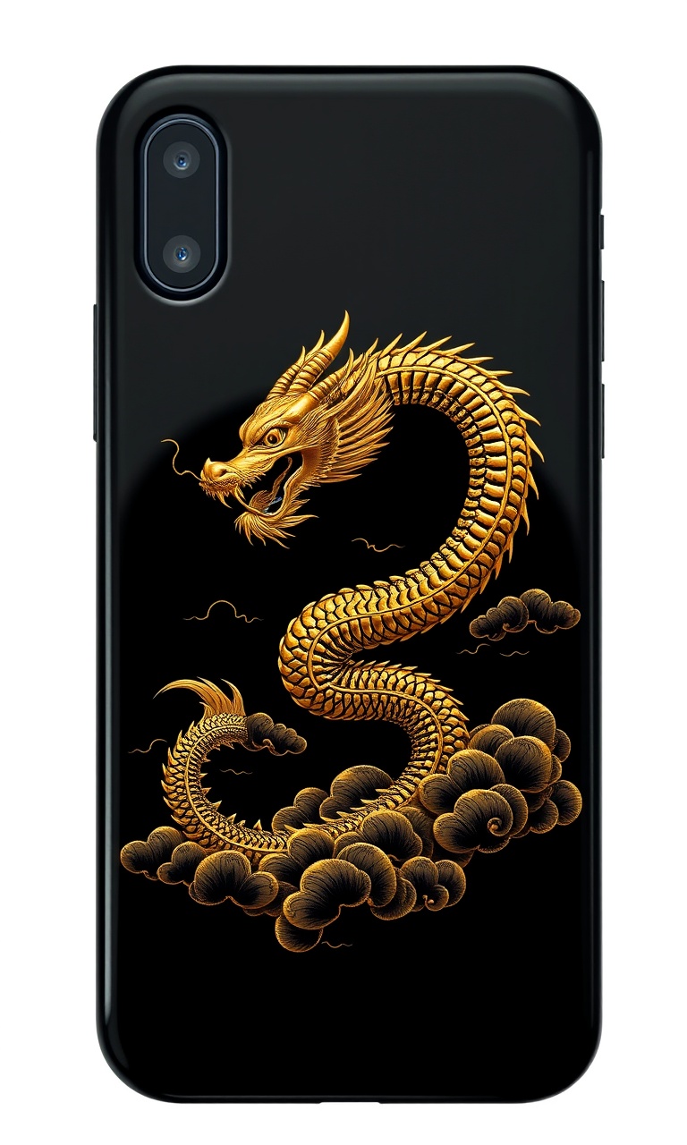 Ink Dragon · Gold Lacquer — Midnight Chinoiserie tough phone case