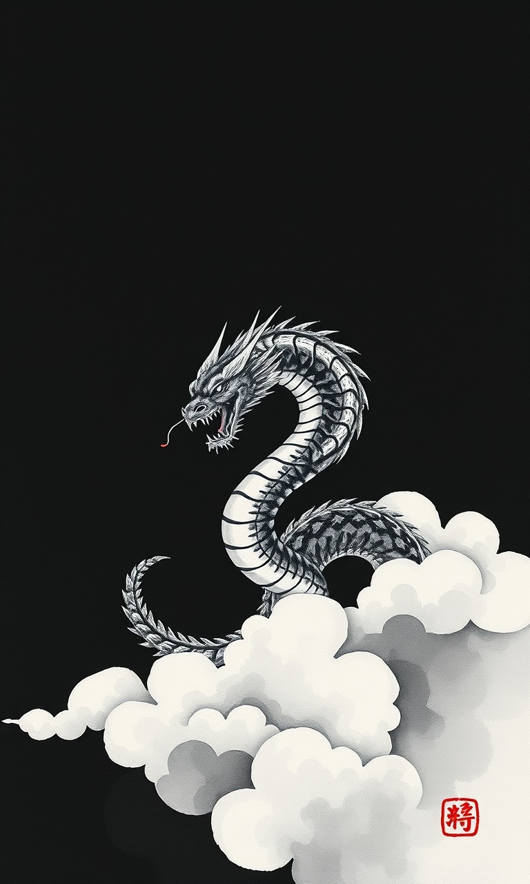 Ink Dragon · Ink Wash — Midnight Chinoiserie tough phone case