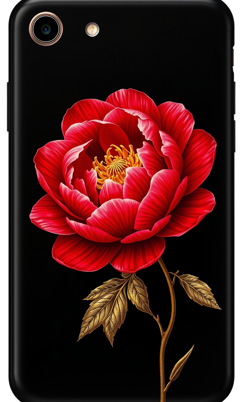 Lacquer Peony · Gold Lacquer — Midnight Chinoiserie tough phone case
