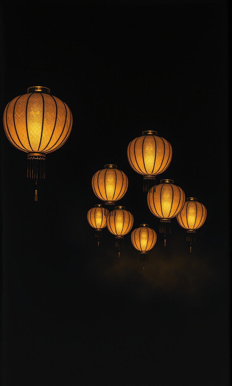 Lantern Walk · Gold Lacquer — Midnight Chinoiserie tough phone case
