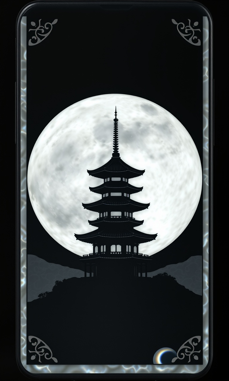 Moon Pagoda · Pearl Inlay — Midnight Chinoiserie tough phone case