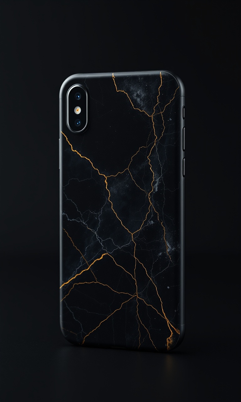 Gold Vein · Macro — Obsidian Geometry tough phone case