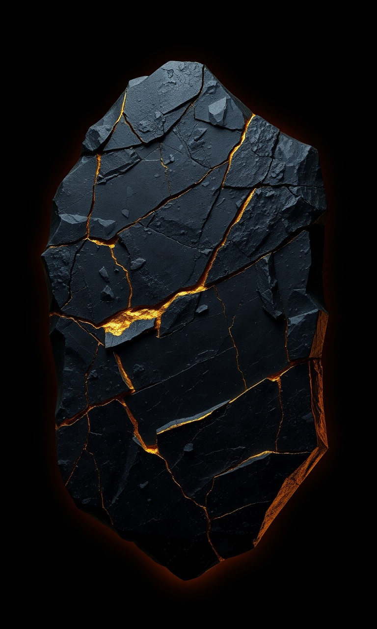 Kintsugi Noir · Edge-Lit — Obsidian Geometry tough phone case